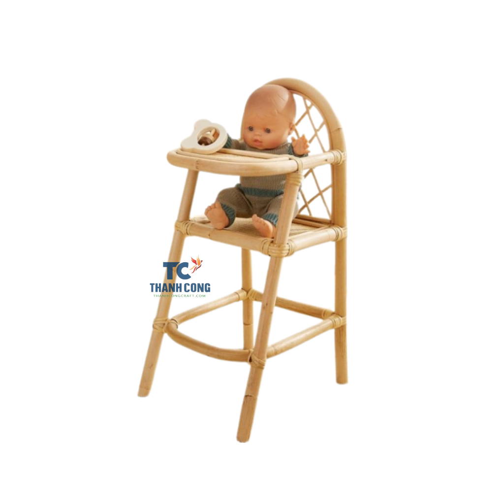 New Design Cheapest Price Natural Rattan Baby High Chair for Feeding Baby Kids and Children