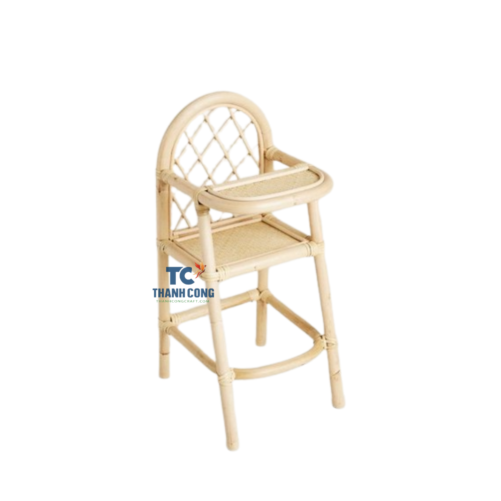 New Design Cheapest Price Natural Rattan Baby High Chair for Feeding Baby Kids and Children