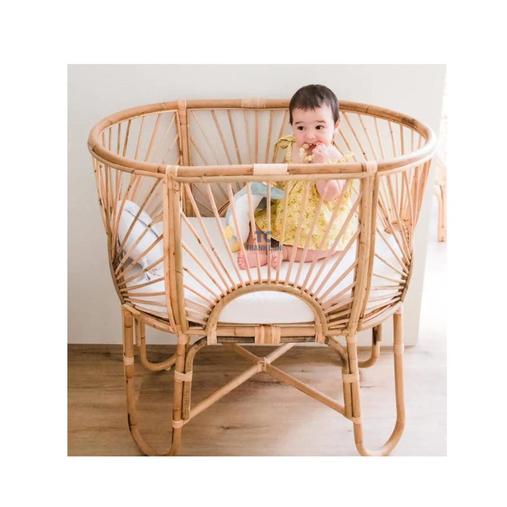 Handcrafted Rattan Doll Bassinet Natural Rattan Crib Bassinet, Cradle for Saving Baby, Rattan dolls Furniture Wholes