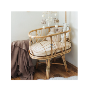 Handcrafted Rattan Doll Bassinet Natural Rattan Crib Bassinet, Cradle for Saving Baby, Rattan dolls Furniture Wholes