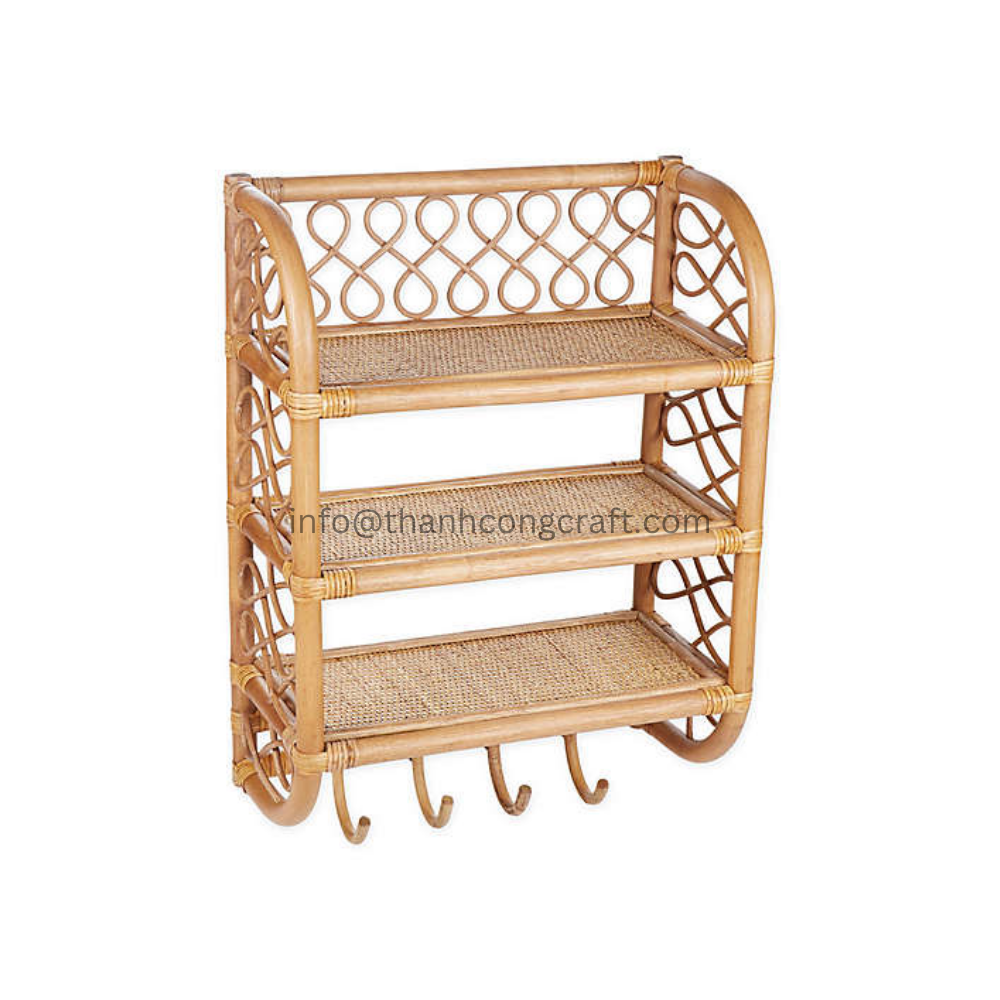 Rustic Style Rattan Shelf Wall Mount Basket Hand Made Wicker Shelf Hanging Storage Organizer Home Wall Decor