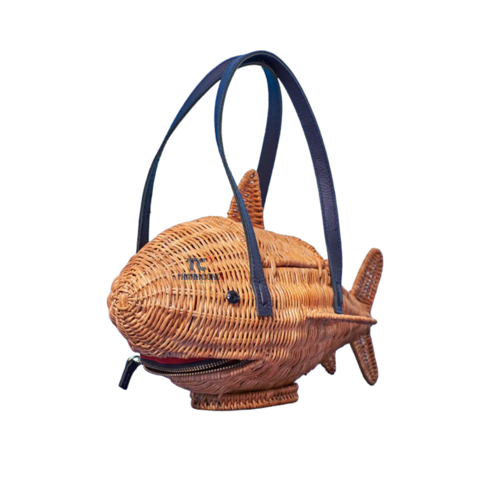 Natural Fish Shaped Handmade Summer Wicker Rattan Red Apple Handbags Woven Handbag Wholesales Price