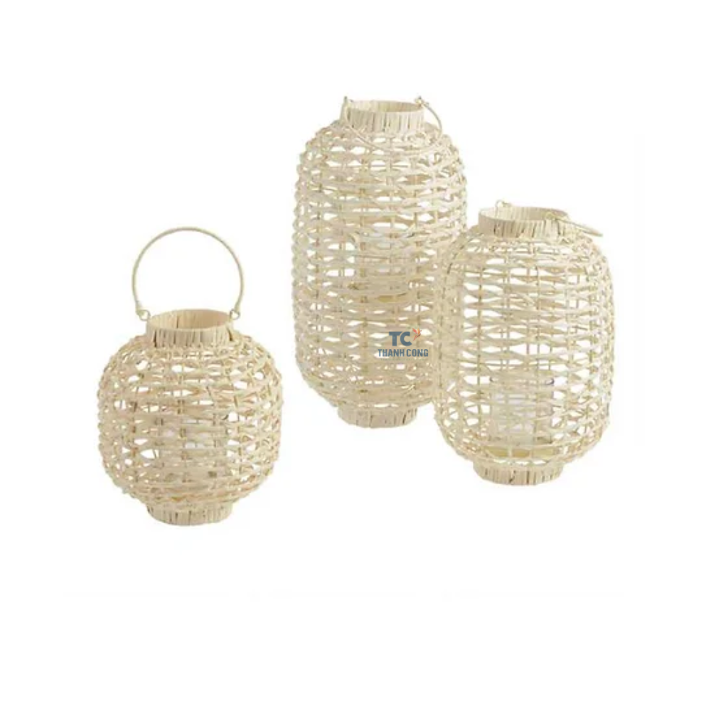 Wicker handicrafts product bamboo corner floor lamp decorative rattan candle holders lantern with legs centerpieces for wedding