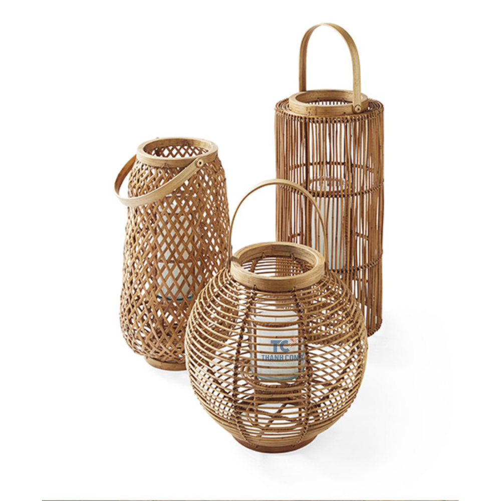 Wicker handicrafts product bamboo corner floor lamp decorative rattan candle holders lantern with legs centerpieces for wedding