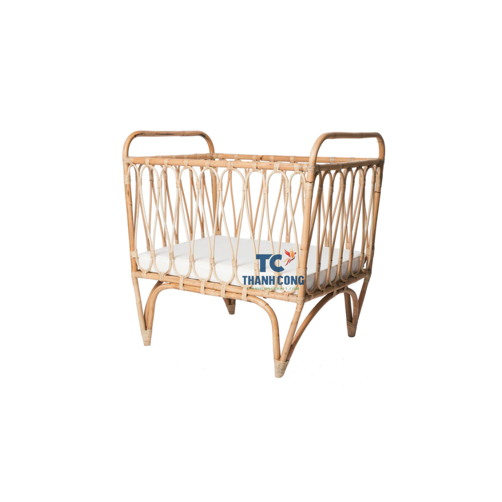 Eco-friendly Wicker Crib On Stand Handcrafted Rattan Baby Crib Woven Rattan Baby Cot Nursery Rustic Crib For Newborn Baby Room