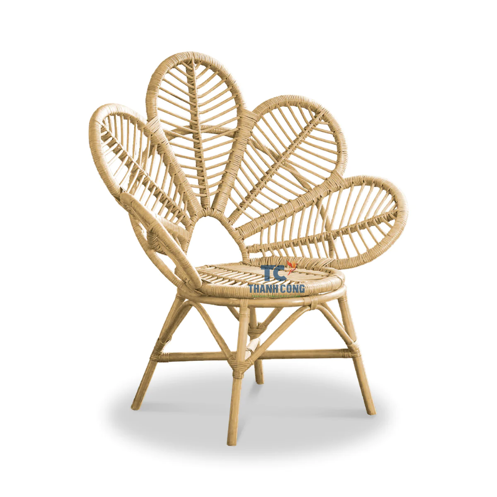 High Quality Natural Bamboo Rattan Cane Chairs for Dinning Room Cheap Price Flower Shaped Chair