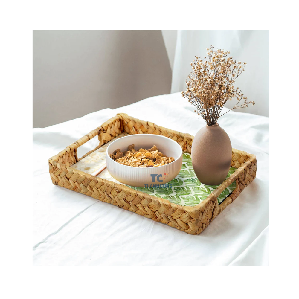 Standard Quality Mother of Pearl and Jute Tray for Home and Wedding Use from Indian Manufacturer of Wedding Tray