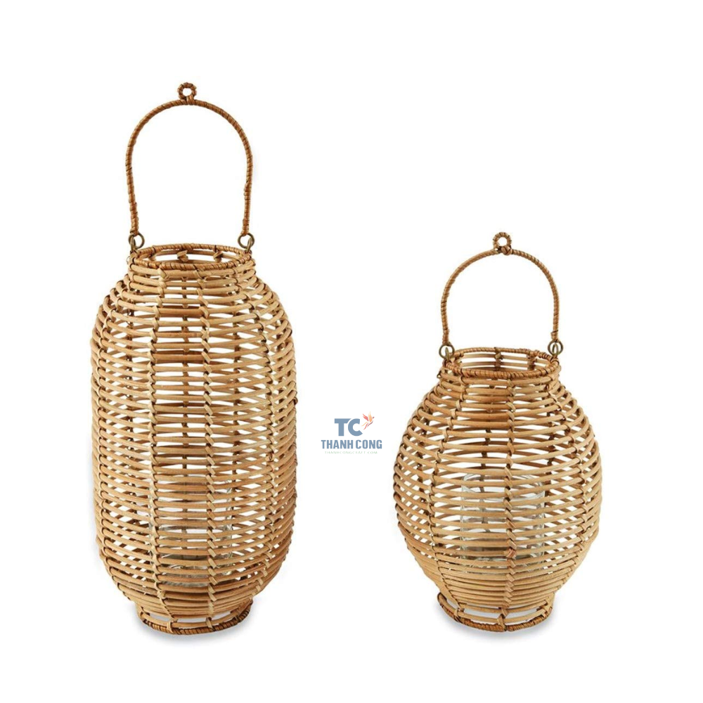 Wicker handicrafts product bamboo corner floor lamp decorative rattan candle holders lantern with legs centerpieces for wedding