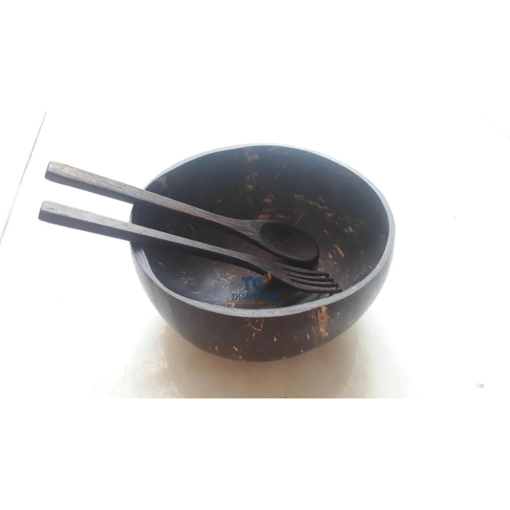 Wholesale Vietnamese natural coconut shell Perfectly Polished Natural Coconut Shell Bowl Salad Bowl Coconut Bowl Spoon and Fork