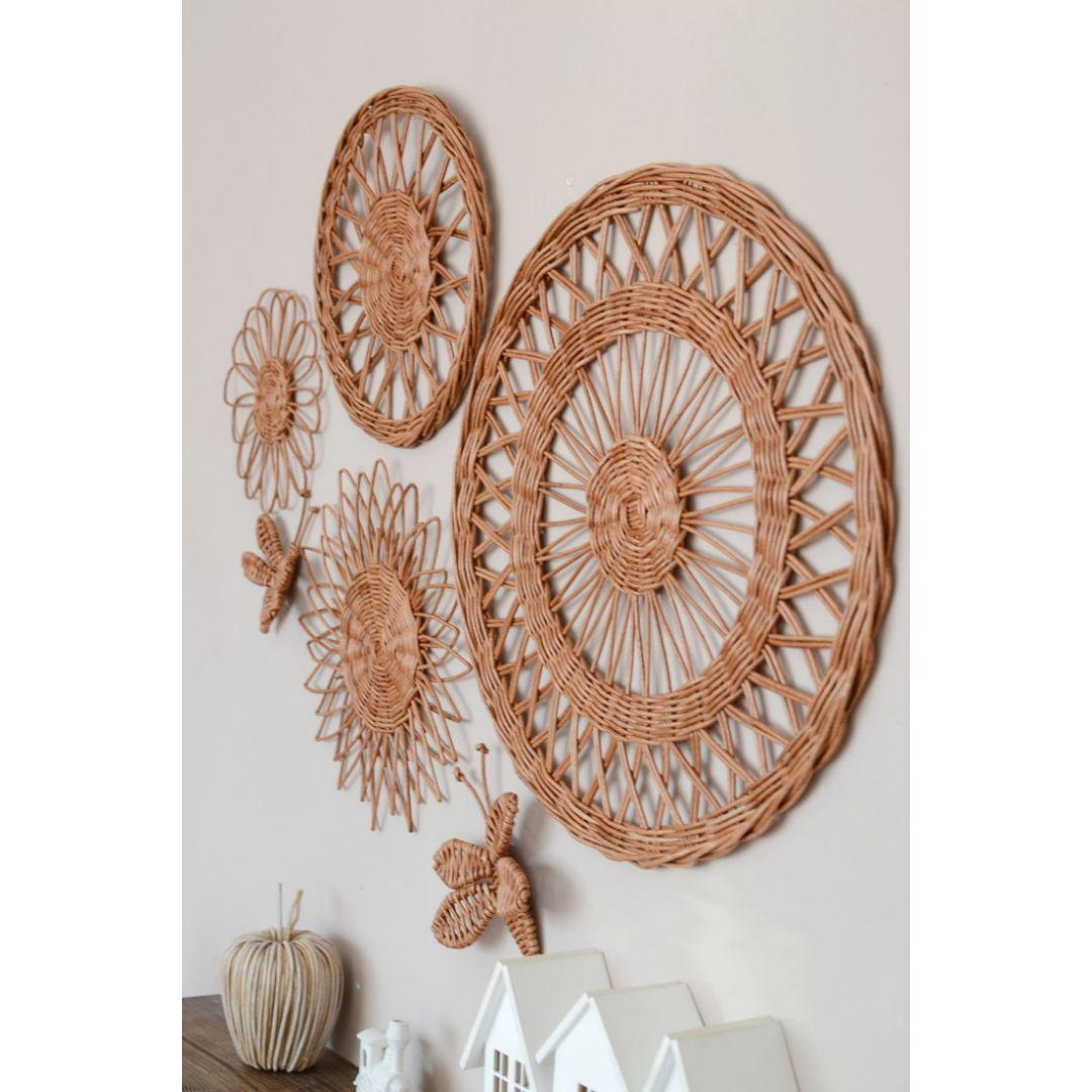 Flower accessories playroom rattan nursery decor baby kids room decoration wall hangings for Wholesale