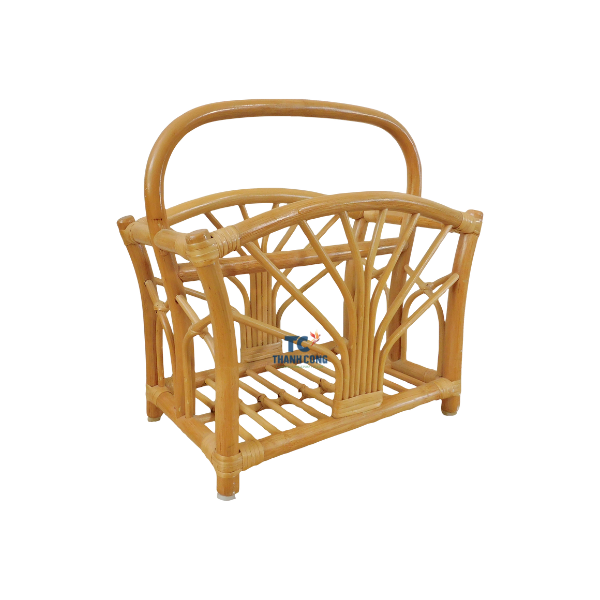 Wholesale Bookshelf Trending Rattan Magazine Racks Store Newspaper Brochure Display Stand Modern Rattan Bamboo Magazine Rack