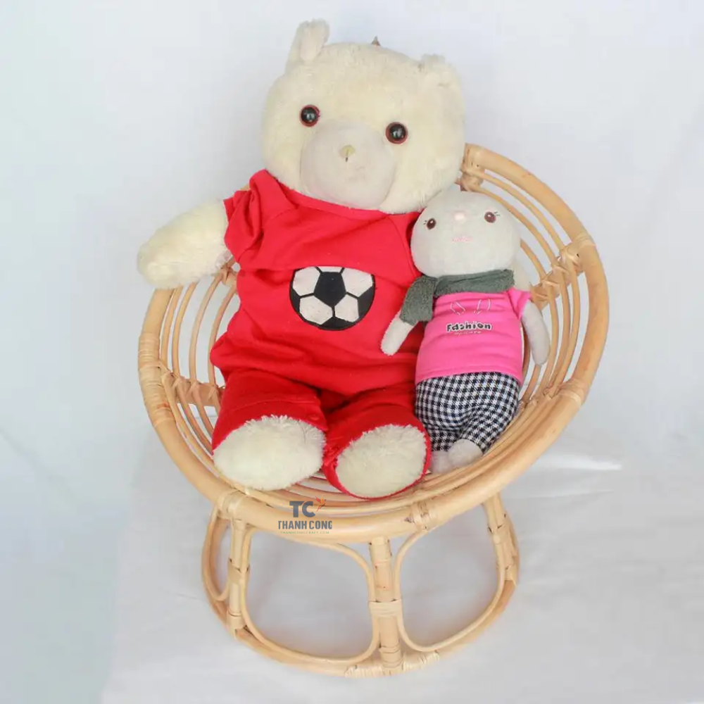 Kids Papasan Wicker Rattan Chair Natural Handmade with Cream Cushion Rattan Kids Furniture