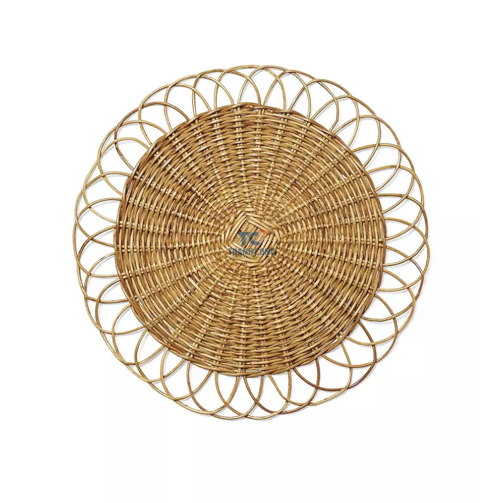 Cheap New Arrival Made in Vietnam Wicker Handicraft Round Rattan Plate Charger For Dinning Table food settings table decoration