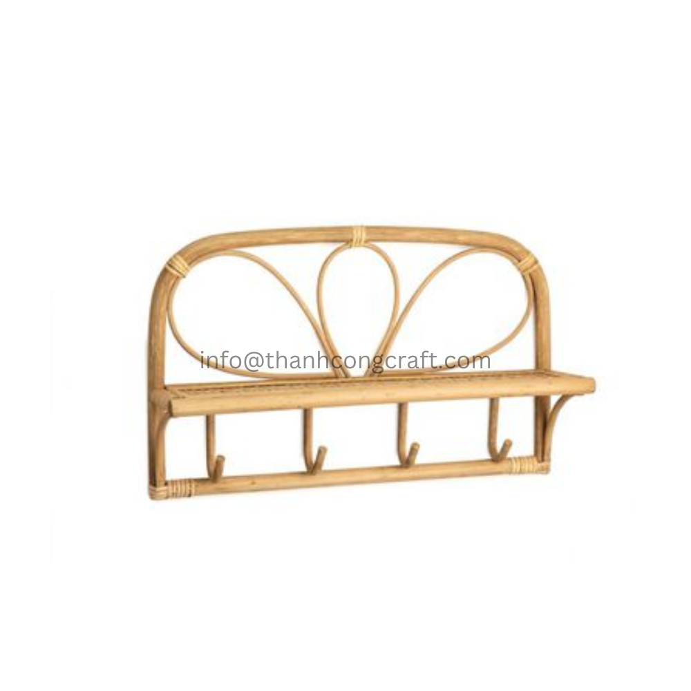 Rattan Wall Mounted Shelf Accent Wall Shelf Towel Bar/ Home Decoration Wicker Rattan Cane