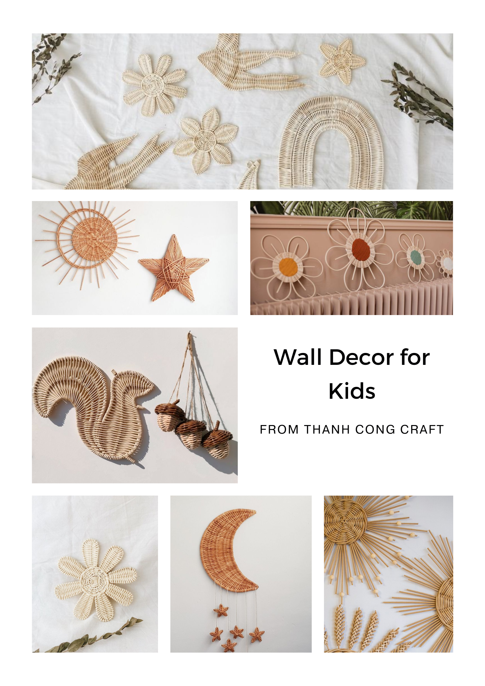 Daisy Wall Decor Wood Boho Daisy Hanging Wall Art Flower Signs Natural Rattan Daisy Flowers Room Decor Made In Vietnam