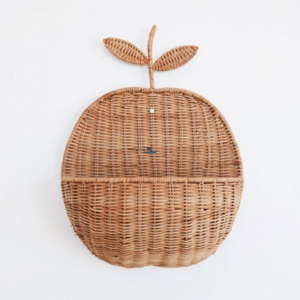 Vintage Rattan Storage Basket Handmade Fruit Organizer Wicker Organizer Baby Room Nursery Chic Home Wall Decoration