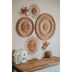 Flower accessories playroom rattan nursery decor baby kids room decoration wall hangings for Wholesale