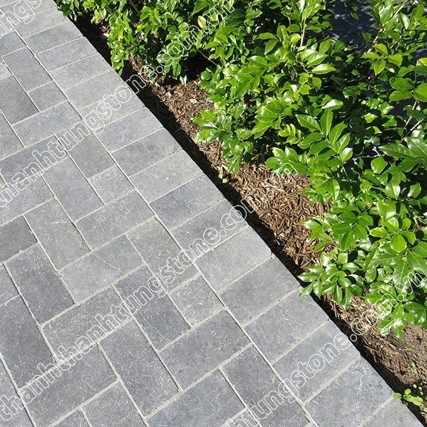 Vietnam Cheap Blue limestone Tumbled 15x15x2 Paver Garden Floor Decorative Floor Asian Bluestone Cheap Price Factory