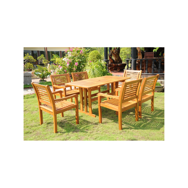 Hot Selling Wooden Outdoor Furniture Durable Table And Chairs Set Wooden Carton Box Packing Custom Design From Vietnam Factory