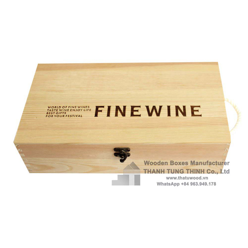 Three - bottles Wooden Wine Box with Magnetic latch for wholesale contact WhatsApp: +84 961005832