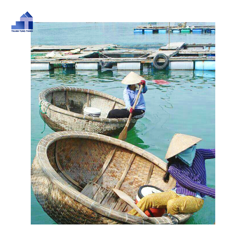 Vietnamese basket boats /Bamboo Boat/  Bamboo Coracle  rowing fishing boat for sale Contact +84 963 949 178