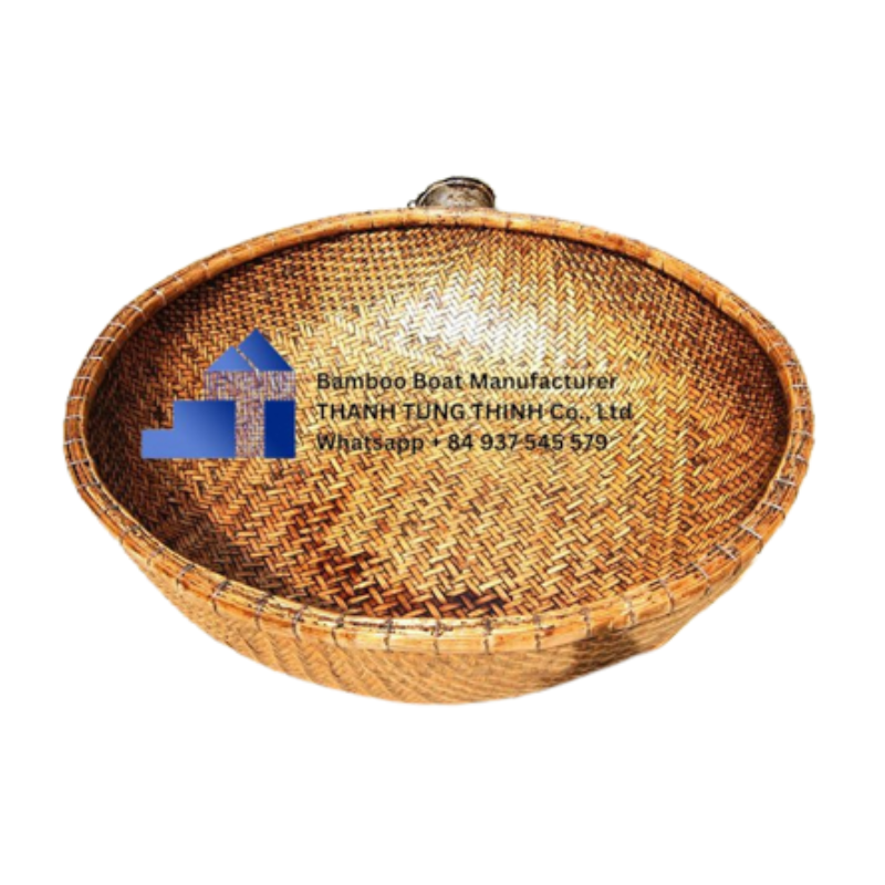 Vietnamese basket boats /Bamboo Boat/  Bamboo Coracle  rowing fishing boat for sale Contact +84 963 949 178