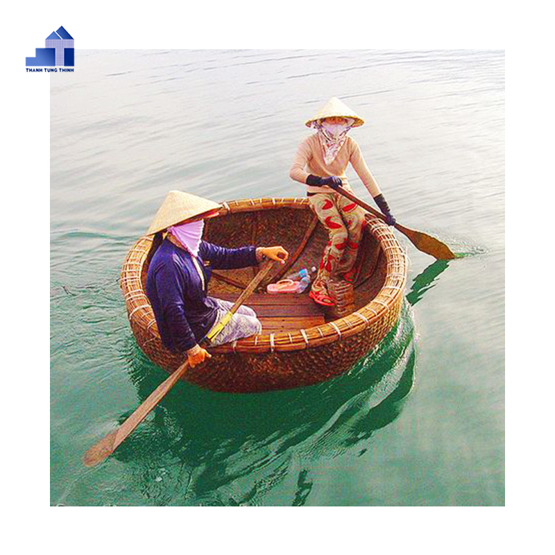 Vietnamese basket boats /Bamboo Boat/  Bamboo Coracle  rowing fishing boat for sale Contact +84 963 949 178