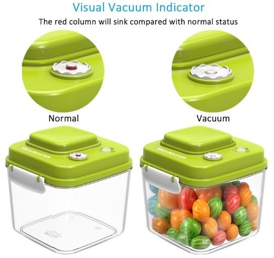 BPA free press push pump vacuum airtight seal food storage container canister fresh preservation box 3 pcs nestable