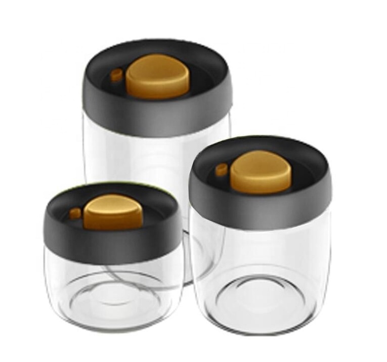 2024 Hot color box pack 0.8L round eco-friendly kitchen airtight seal pump lid vacuum food storage borosilicate glass bottle jar