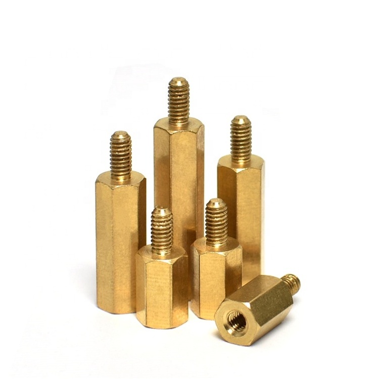 double head male female threaded metal gold electric fence standoffs nut and bolt desktop standoff spacer for PCB