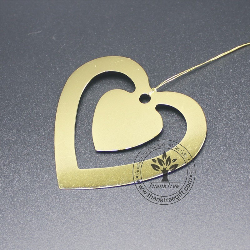 metal wedding favor custom heart shape bronze color metal bookmark