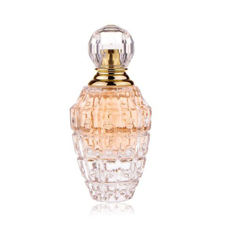 Factory price custom deluxe design grenade shape glass perfume bottle with gold cap