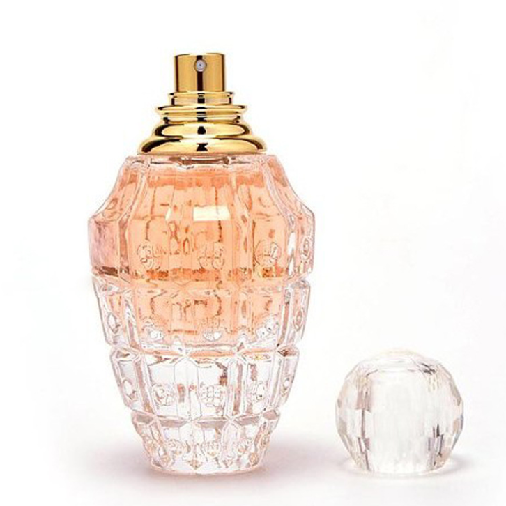 Factory price custom deluxe design grenade shape glass perfume bottle with gold cap