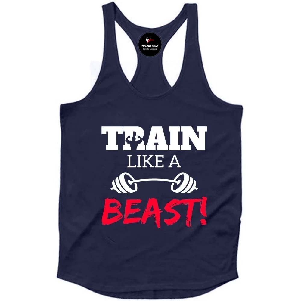 Custom Brand Cotton Gym Workout Muscle Sleeveless Sportswear Shirt Stringer Fashion Bodybuilding Fitness Vest