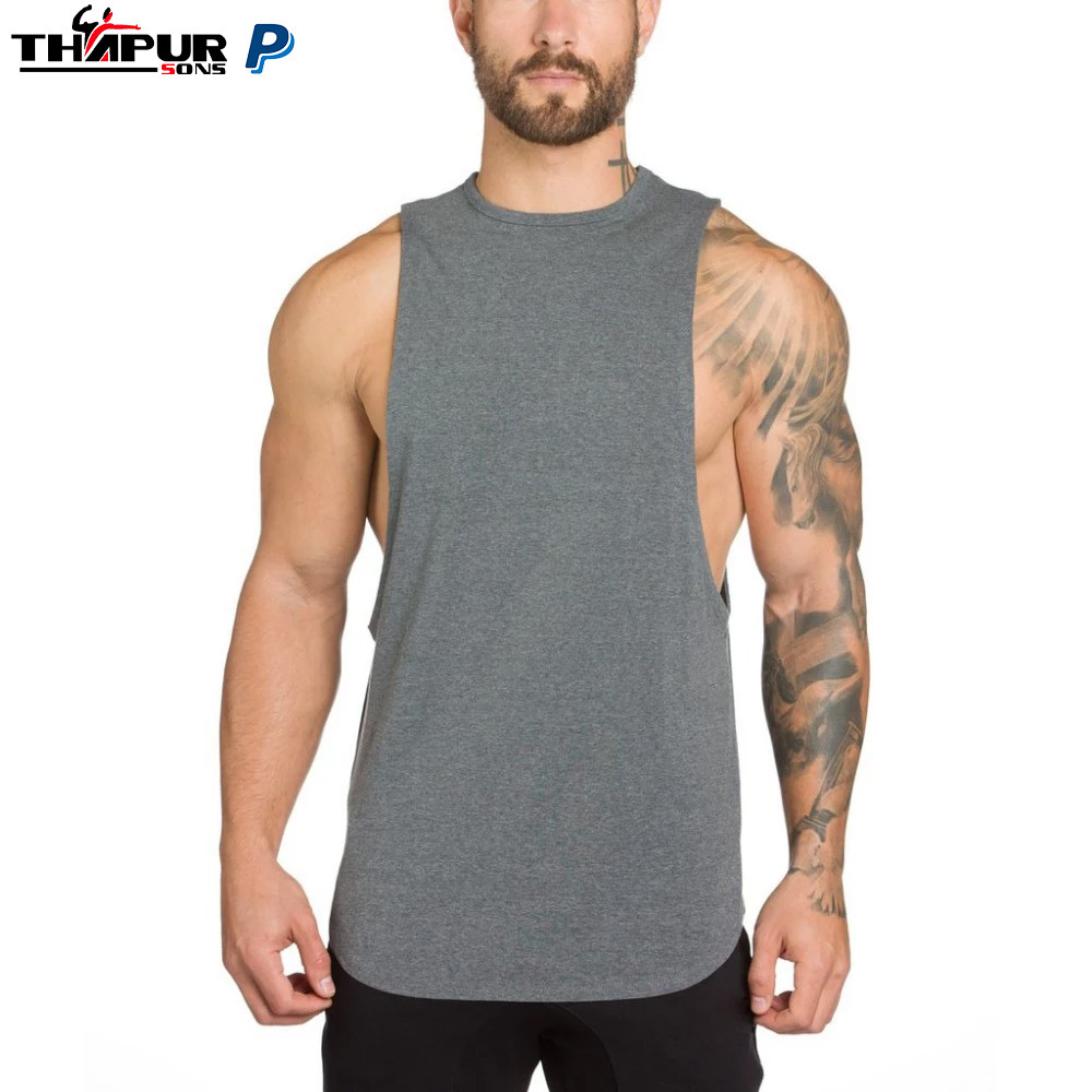 Custom Brand Cotton Gym Workout Muscle Sleeveless Sportswear Shirt Stringer Fashion Bodybuilding Fitness Vest