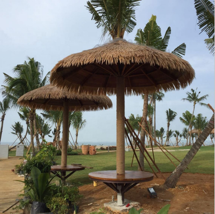 Synthetic palm leaf roof thatch beach umbrella