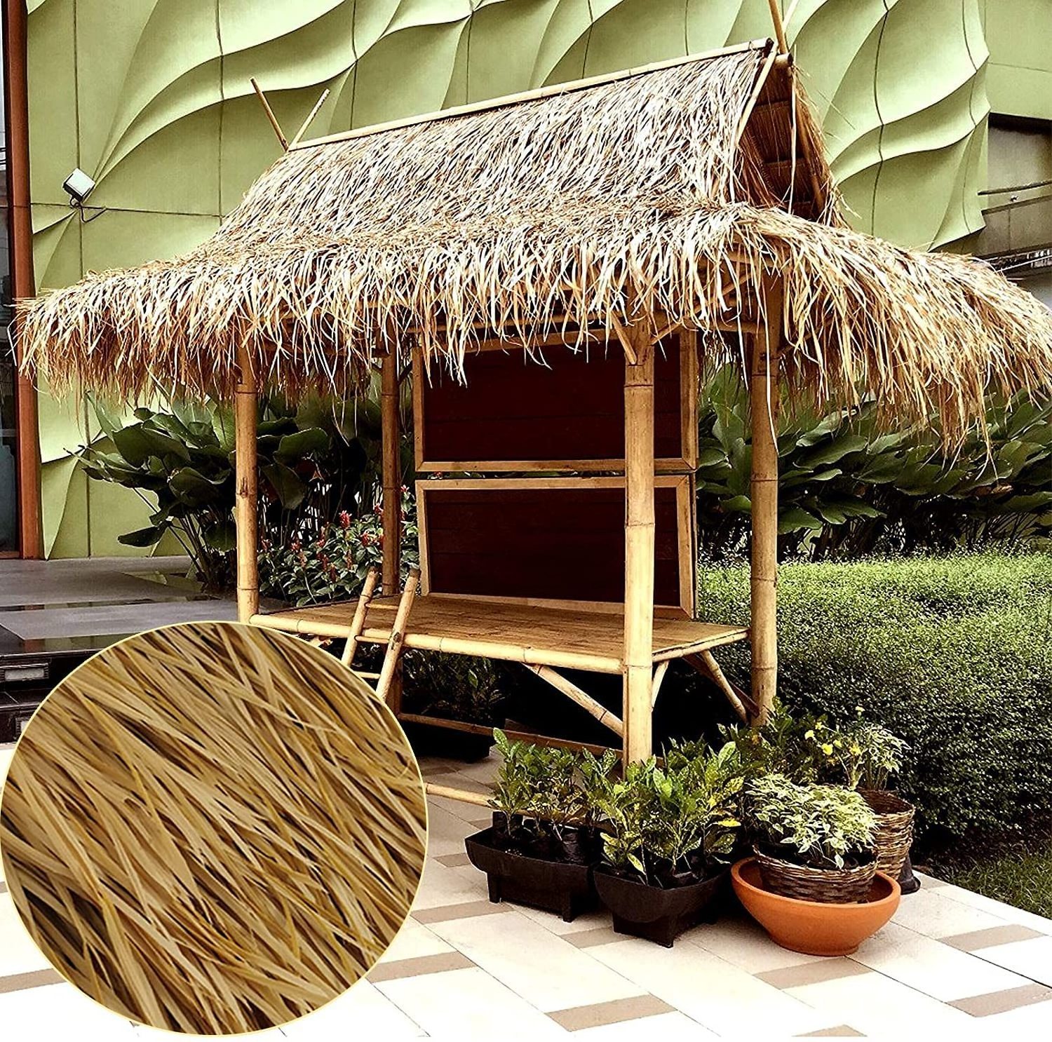 Artificial Simulation House thatch Hut Thatch Palm Artificial Thatch Plastic ,for Tiki Bar Garden Patio Deck Gazebos Wall House