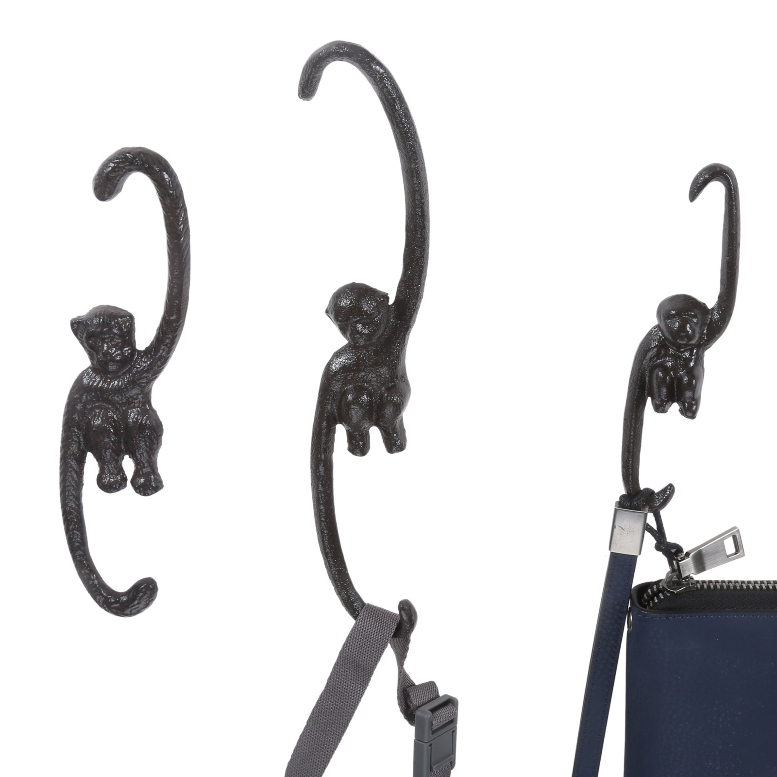 Monkey Fishing Moon Hook Iron Hanger Home/Outdoor Decor Hanging Coats/towel/Key/Plants Kitchen Bathroom Garden Big/Medium/Small