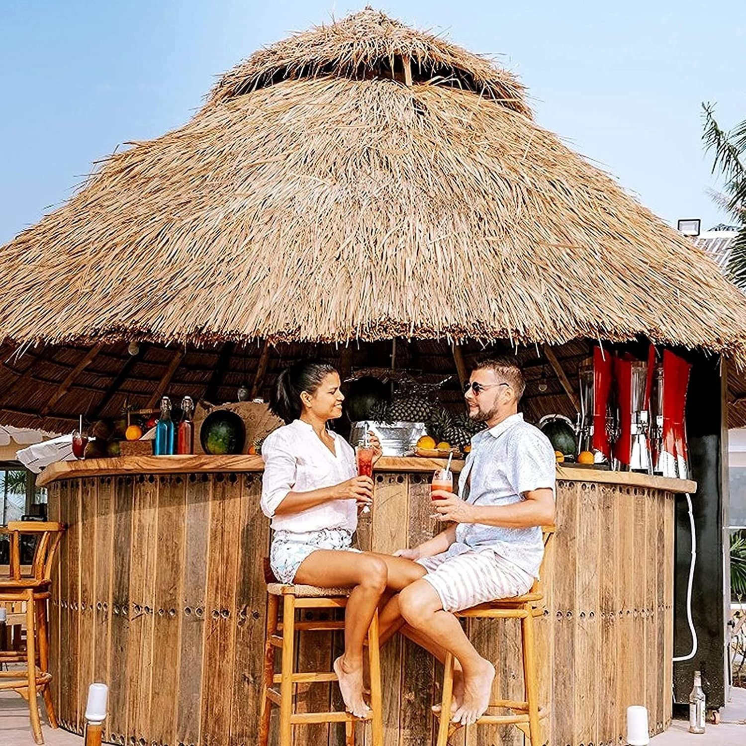 Outdoor roof Gazebo thatch Decorative  Tiki Bar Artificial Mexican Palm Thatch Runner, Straw Roof for Garden Patio Gazebos Wall