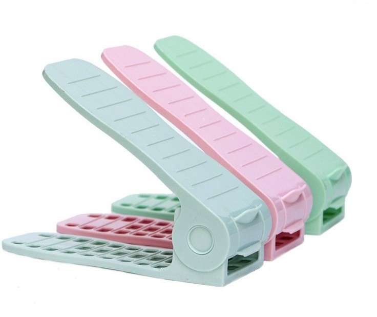 Adjustable Space Saver Shoe Slots,Plastic Storage Double Shoes Rack