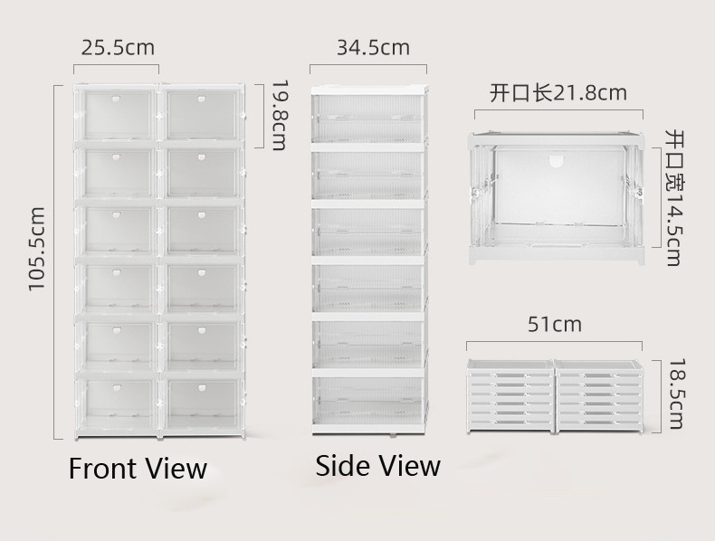 Wholesale Magnetic Plastic Shoe Boxes Drop Front Shoe Storage Box Free Installation Shoe Box Stackable