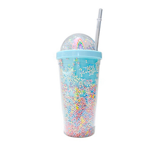 Hot DIY 18OZ Double Wall Plastic Acrylic Tumbler Bling Glitter  Rainbow Tumbler Cup With Leak Proof Lid