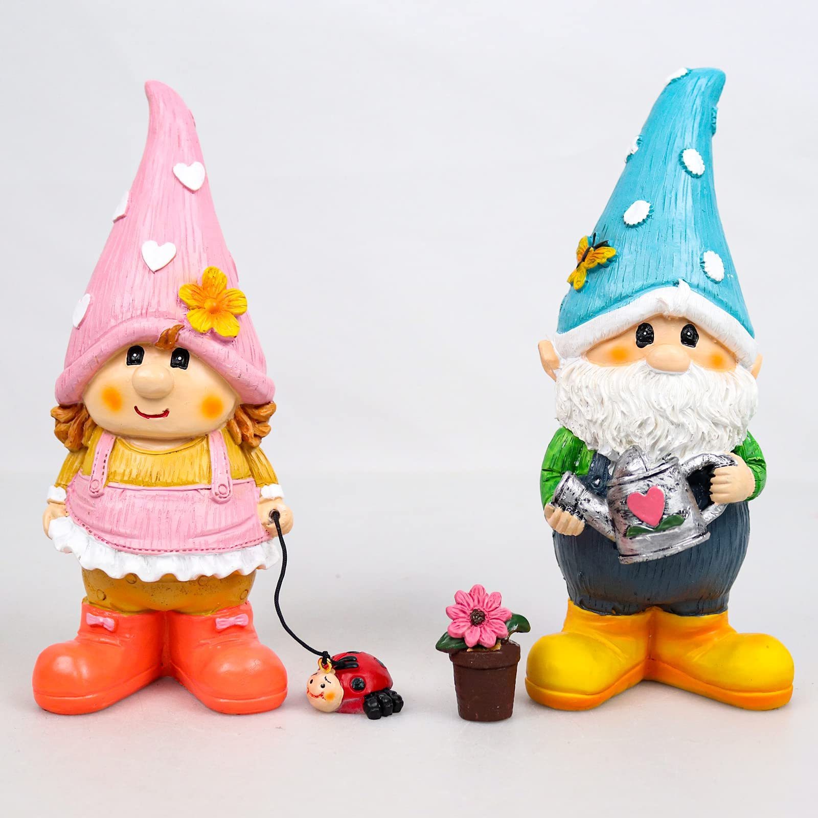 2PCS Funny Resin Garden Gnome Statue Naughty Couple Sculpture Decor Model for Indoor/Outdoor Lawn Yard Patio Ornaments