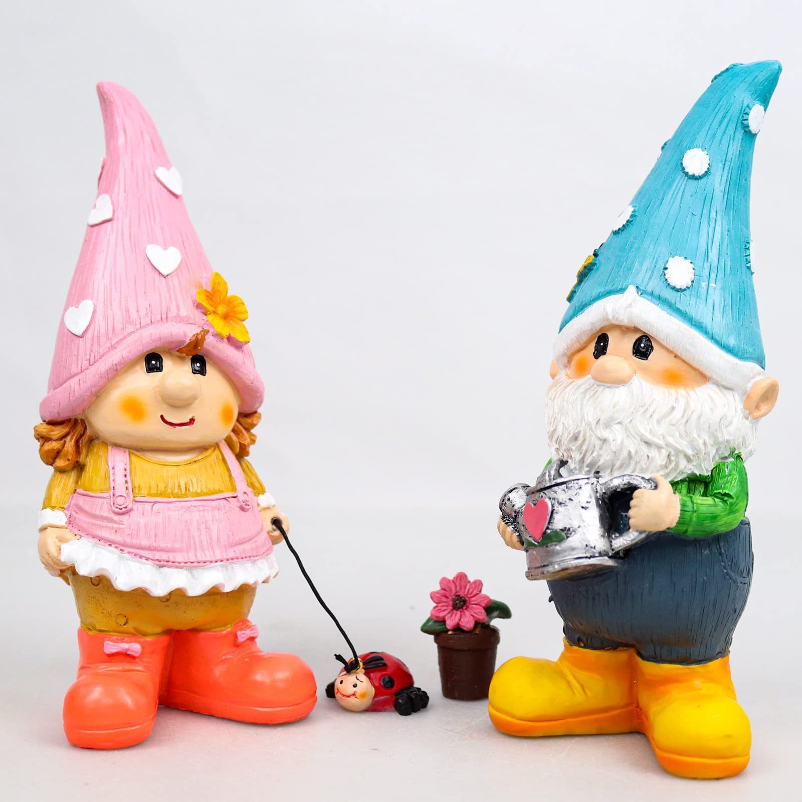 2PCS Custom Funny Resin Garden Gnome Statue Naughty Couple Sculpture Decor Model Indoor/Outdoor Lawn Yard Patio Art Theme