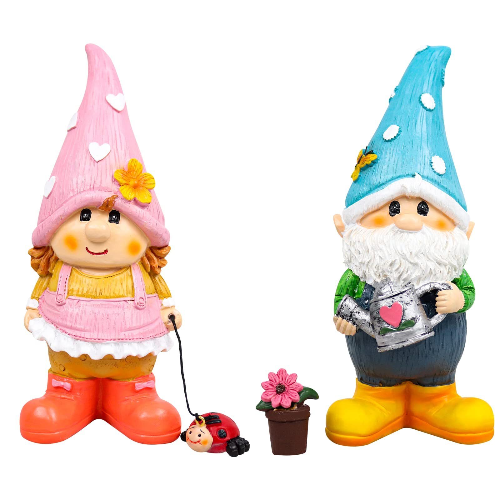 2PCS Funny Resin Garden Gnome Statue Naughty Couple Sculpture Decor Model for Indoor/Outdoor Lawn Yard Patio Ornaments