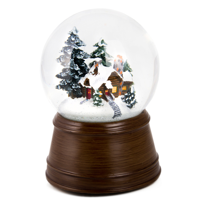 OEM Snowball Home Decoration Water Globe Custom Large Winter Mountain Village with Christmas Train Landscape Snow