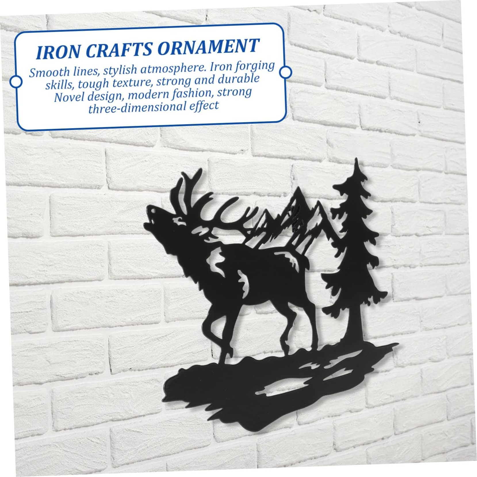 Concisely Designed 3D Metal Wall Art Wrought Iron Forest Deer Pine Christmas Ornaments Silhouette Animal Ornament Home Decor