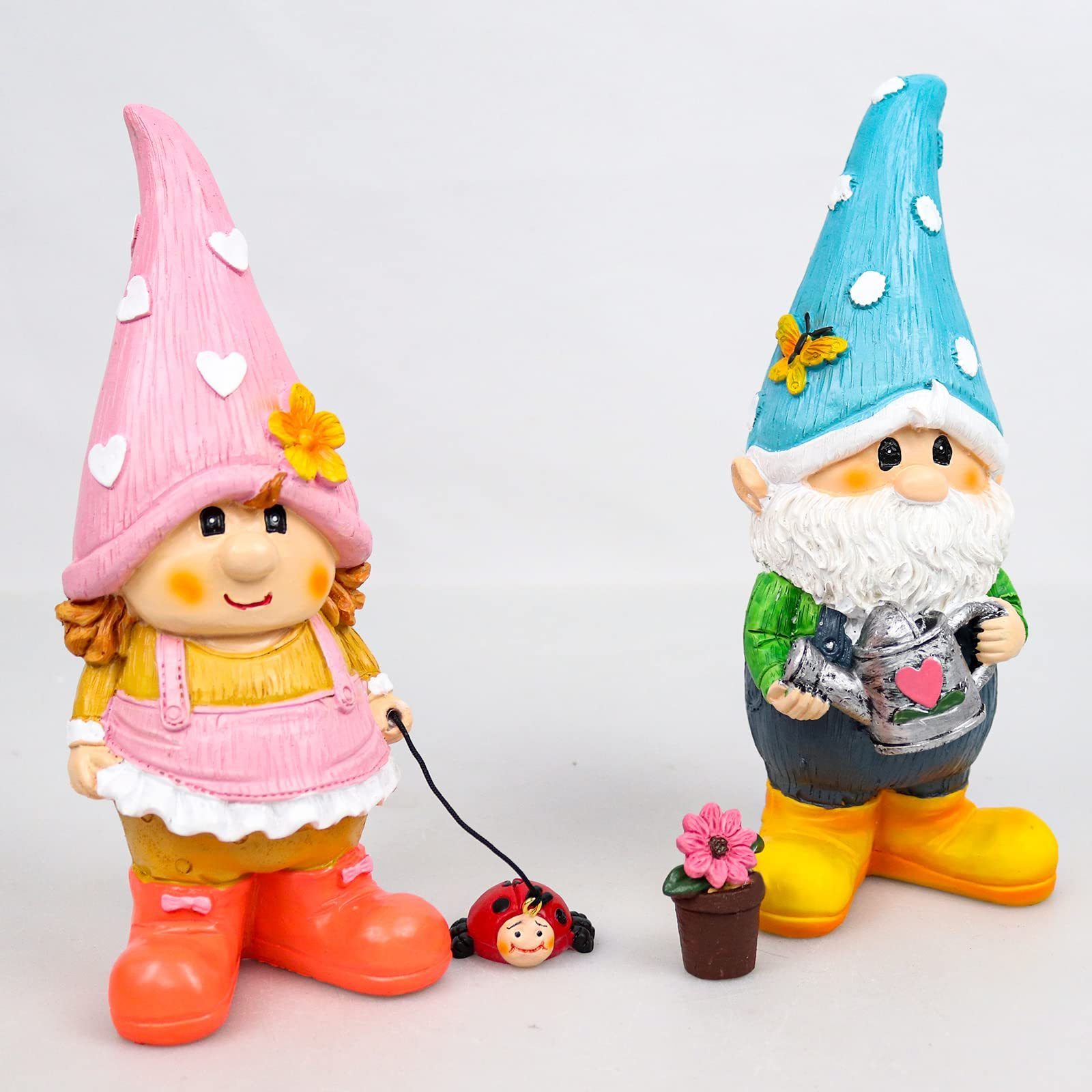 2PCS Funny Resin Garden Gnome Statue Naughty Couple Sculpture Decor Model for Indoor/Outdoor Lawn Yard Patio Ornaments