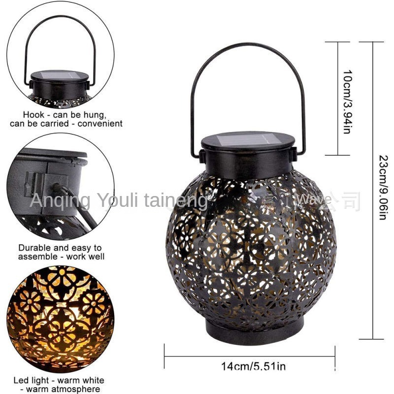 Custom Decorative Metal Solar Hanging Lantern Outdoor Christmas Light for Garden Patio Courtyard Tabletop for Birthday Gifts