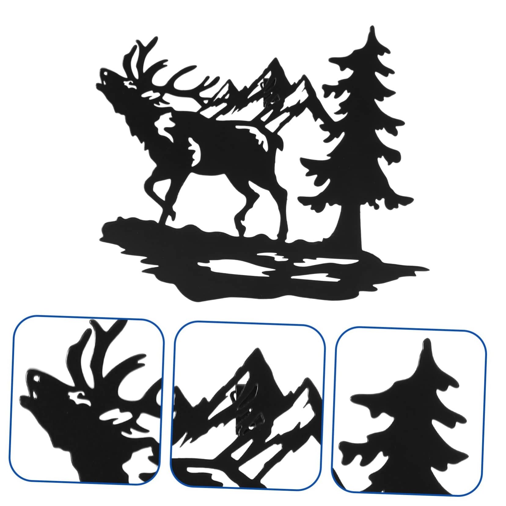 Concisely Designed 3D Metal Wall Art Wrought Iron Forest Deer Pine Christmas Ornaments Silhouette Animal Ornament Home Decor